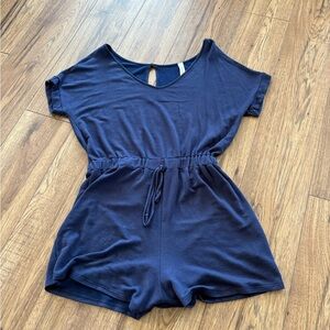 Women’s Peppermint Navy One-Piece Romper with Drawstring